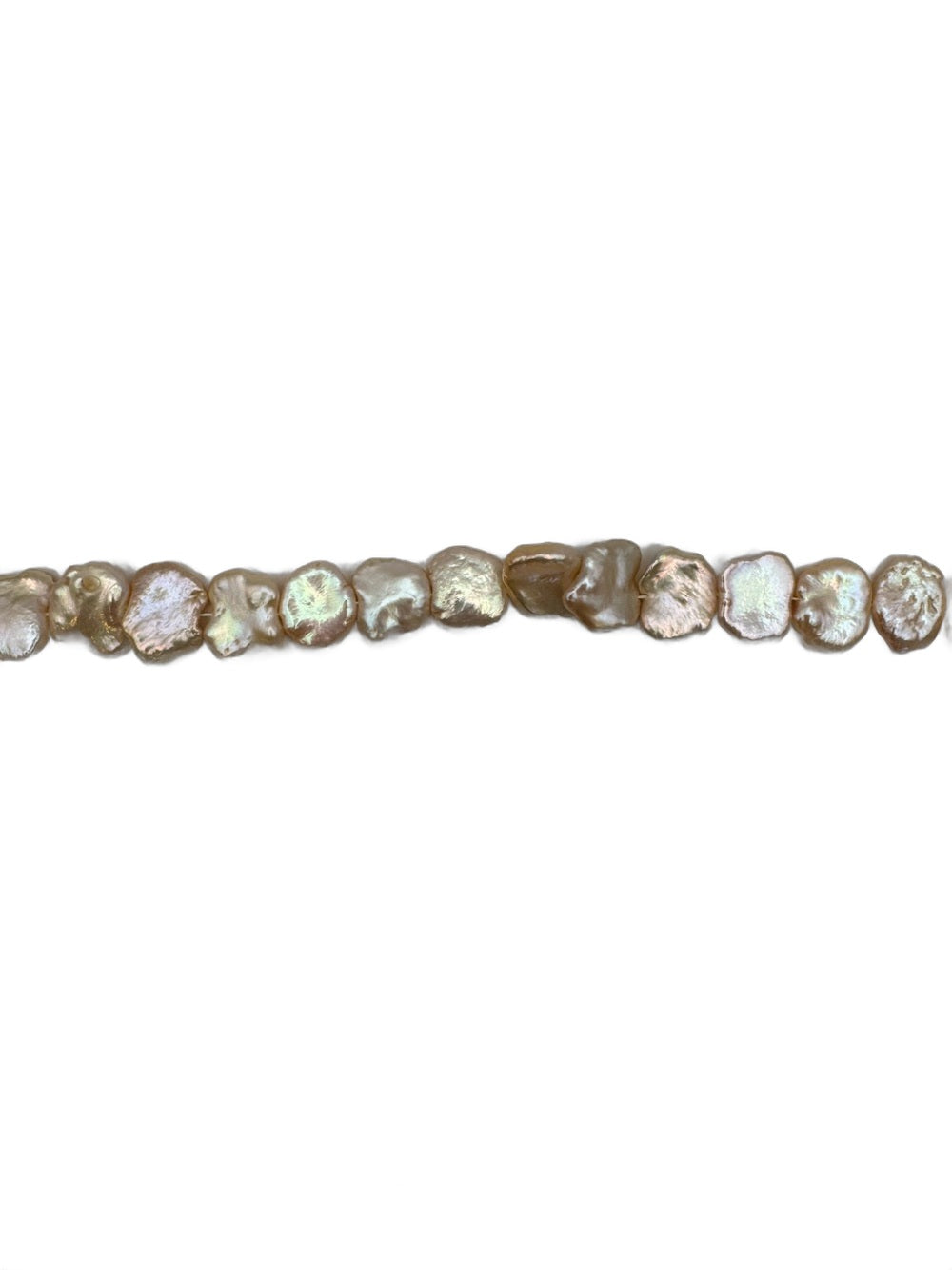 Keshi-style petal pearl strand on white