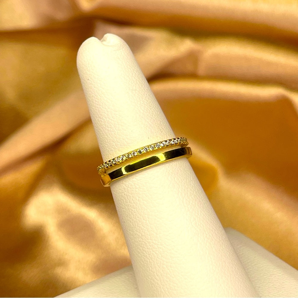 Gold Double Eternity & Solid Band