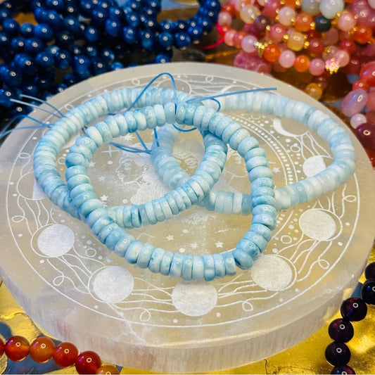 Larimar Rondelle Beaded Bracelet 8mm