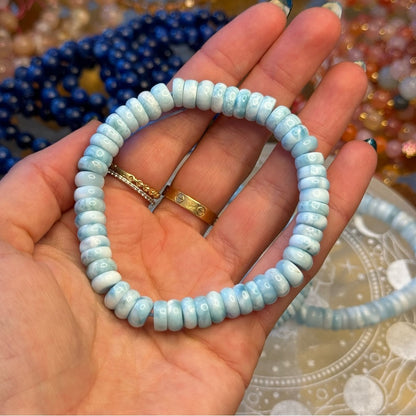 Larimar Rondelle Beaded Bracelet 8mm