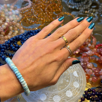 Larimar Rondelle Beaded Bracelet 7mm
