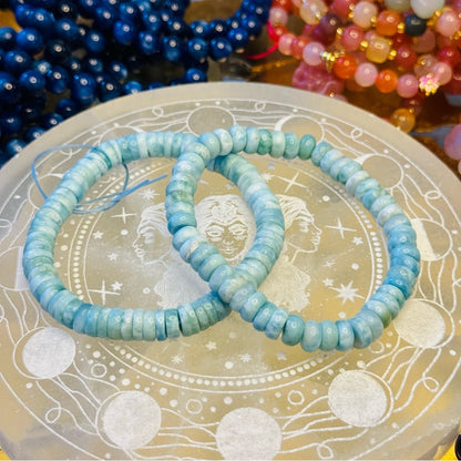 Larimar Rondelle Beaded Bracelet 7mm