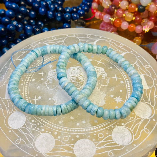 Larimar Rondelle Beaded Bracelet 7mm