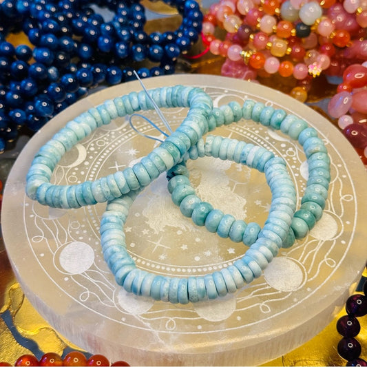 Larimar Rondelle Beaded Bracelet 9mm
