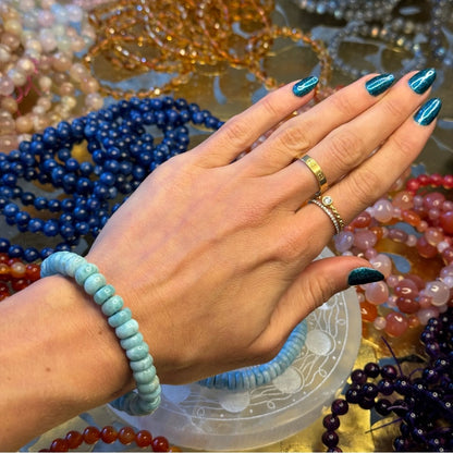 Larimar Rondelle Beaded Bracelet 9mm