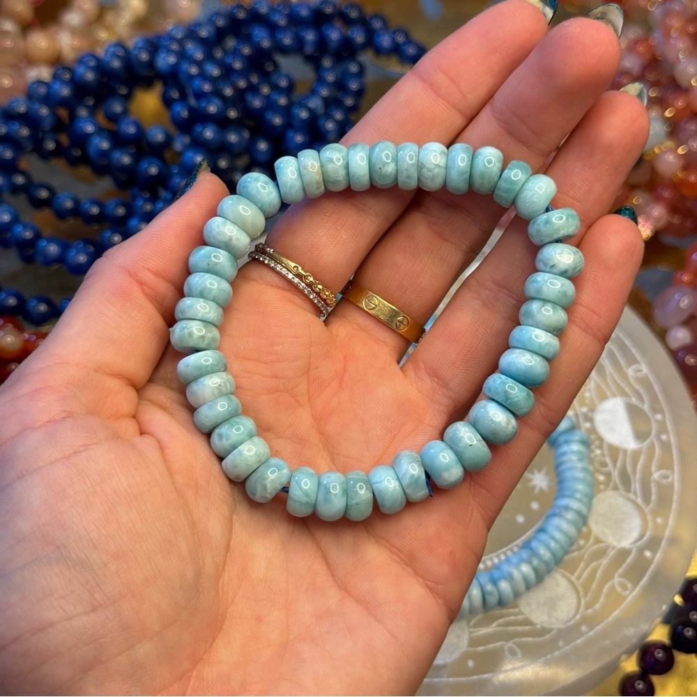 Larimar Rondelle Beaded Bracelet 9mm