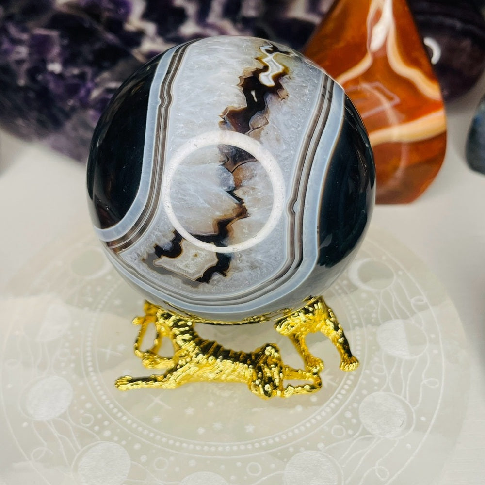 Black Banded Agate Sphere 3