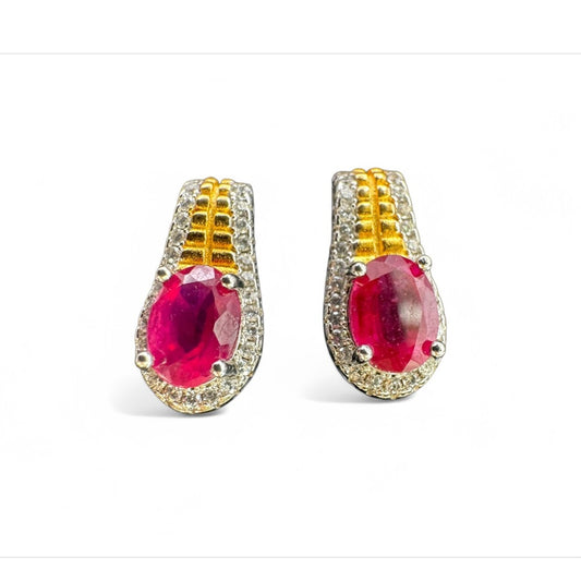 Gold Over S925 Two Tone Pavé Ruby