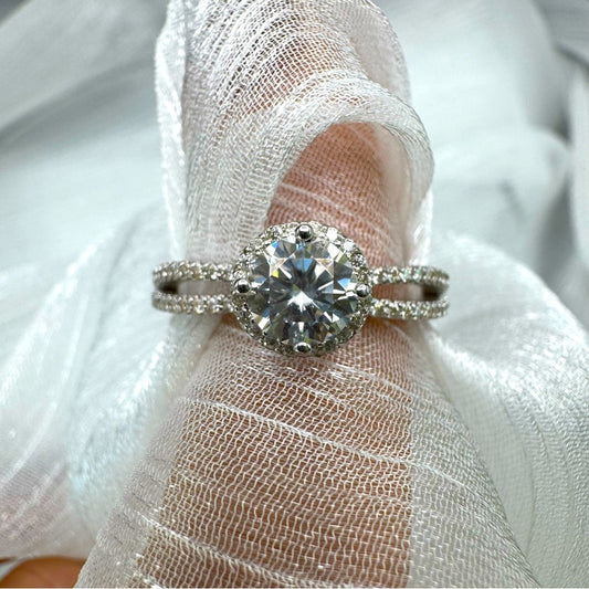 1.4 CT Moissanite Diamond Double Band Ring s925