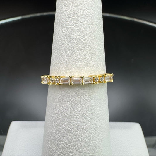 Gold/s925 Emerald Cut Simulated Diamond Ring