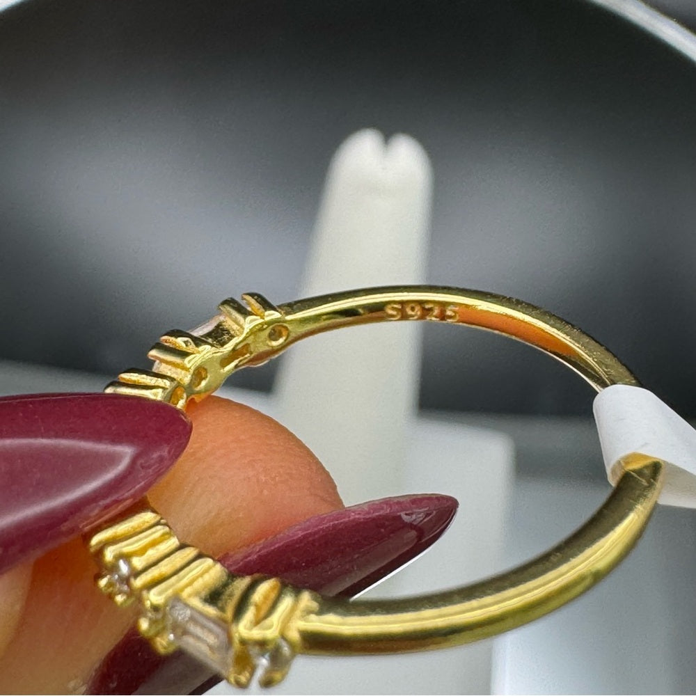 Gold Emerald Cut Simulated Diamond Ring