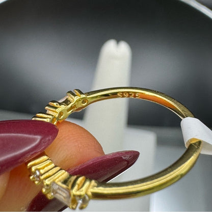 Gold/s925 Emerald Cut Simulated Diamond Ring