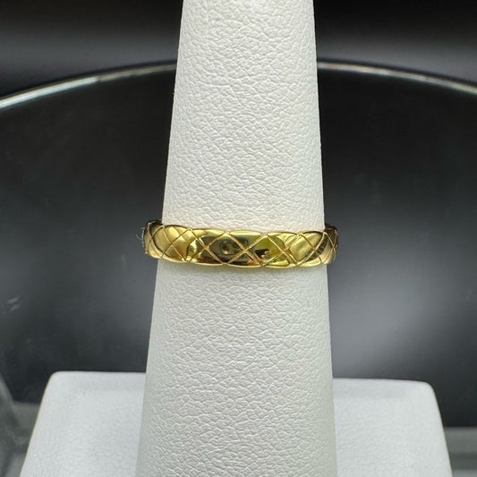 Gold Plaid Engraved Ring