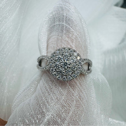 0.7CT Moissanite Diamond Triple Halo Pavé Band
