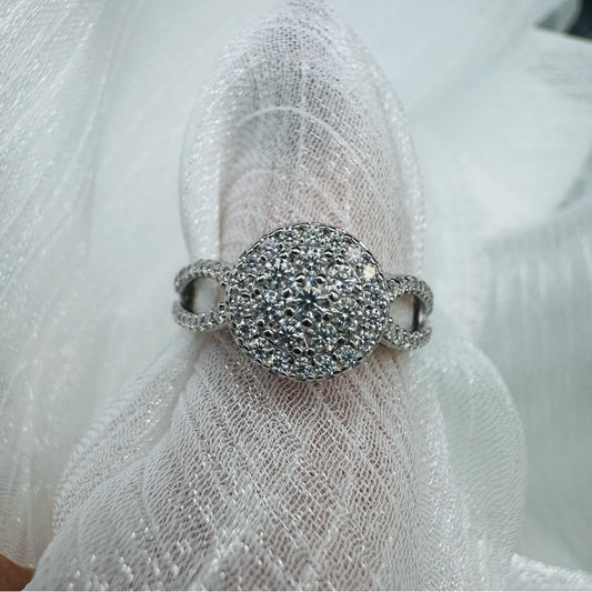 0.7CT Moissanite Diamond Triple Halo Pavé Band
