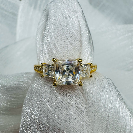 2.9CT Moissanite Diamond Princess Cut Pavé Gold Band