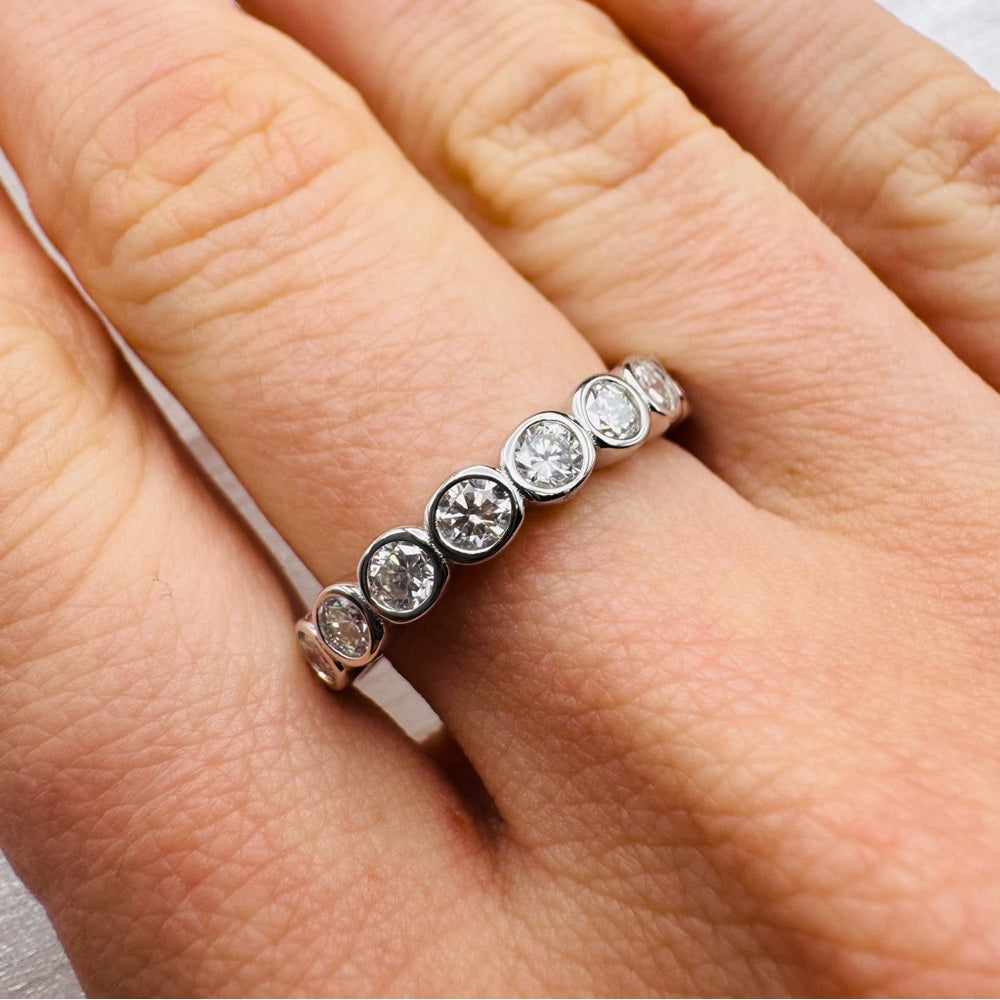 1.9 CT Moissanite Bezel Set Eternity Band