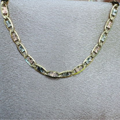 14k Solid Gold Diamond Cut Tri Color Mariner