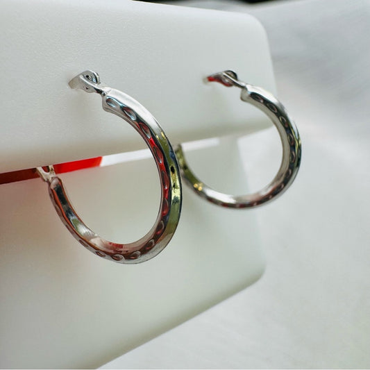 10KT Solid White Gold Hoop Earrings