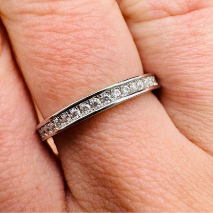 1CT Moissanite Diamond Ring Eternity Bezel Set