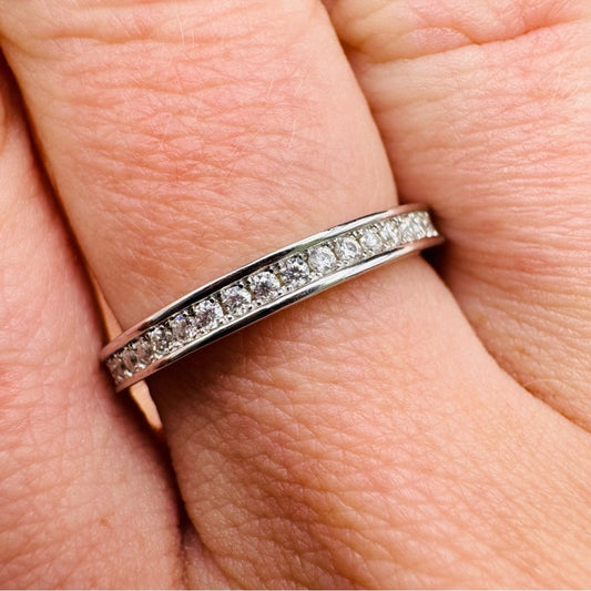 1CT Moissanite Diamond Ring Eternity Bezel Set