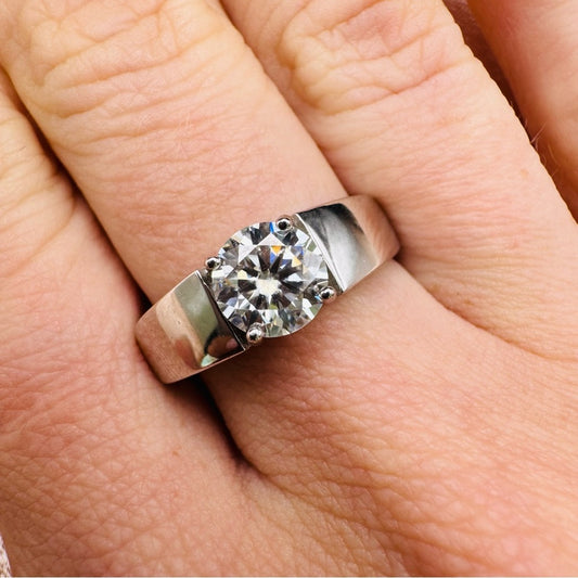 1CT Moissanite Diamond S925 Sterling Silver Free Size Ring