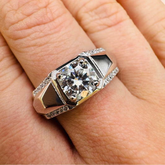 1CT Moissanite Diamond Signet Style Ring
