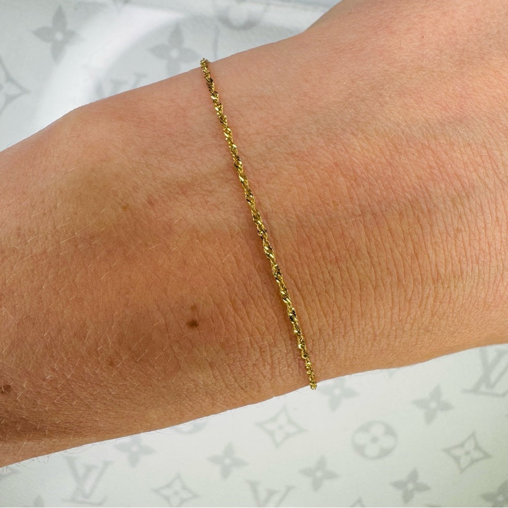 10k Real Gold Diamond Cut Twist Bracelet