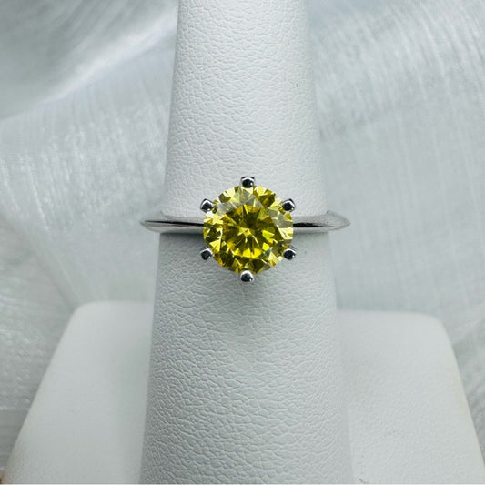 1 CT Moissanite Yellow Diamond Solitare Ring