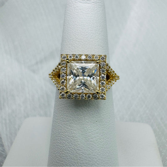 3.63 CT Moissanite Diamond Cushion Cut Pavé Halo & Band