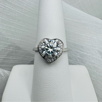 2 CT Moissanite Diamond Heart & Pavé Halo