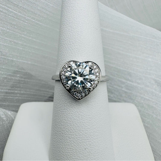 2 CT Moissanite Diamond Heart & Pavé Halo