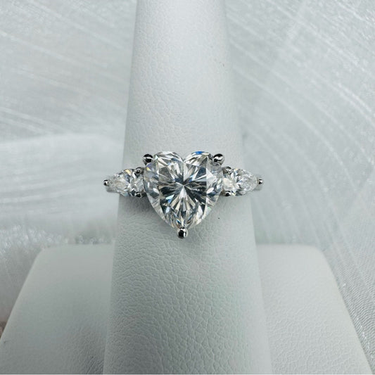 3.95 CT Moissanite Diamond Heart and Pear Cut Ring
