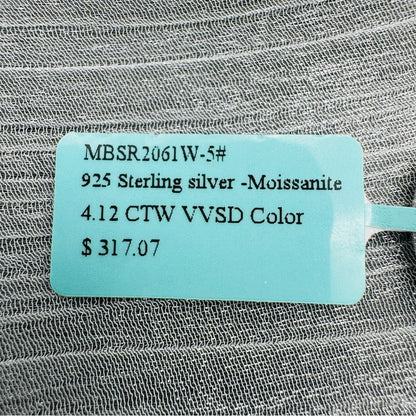 4.12 CT Moissanite Diamond Solitare & Triple Pavé Band