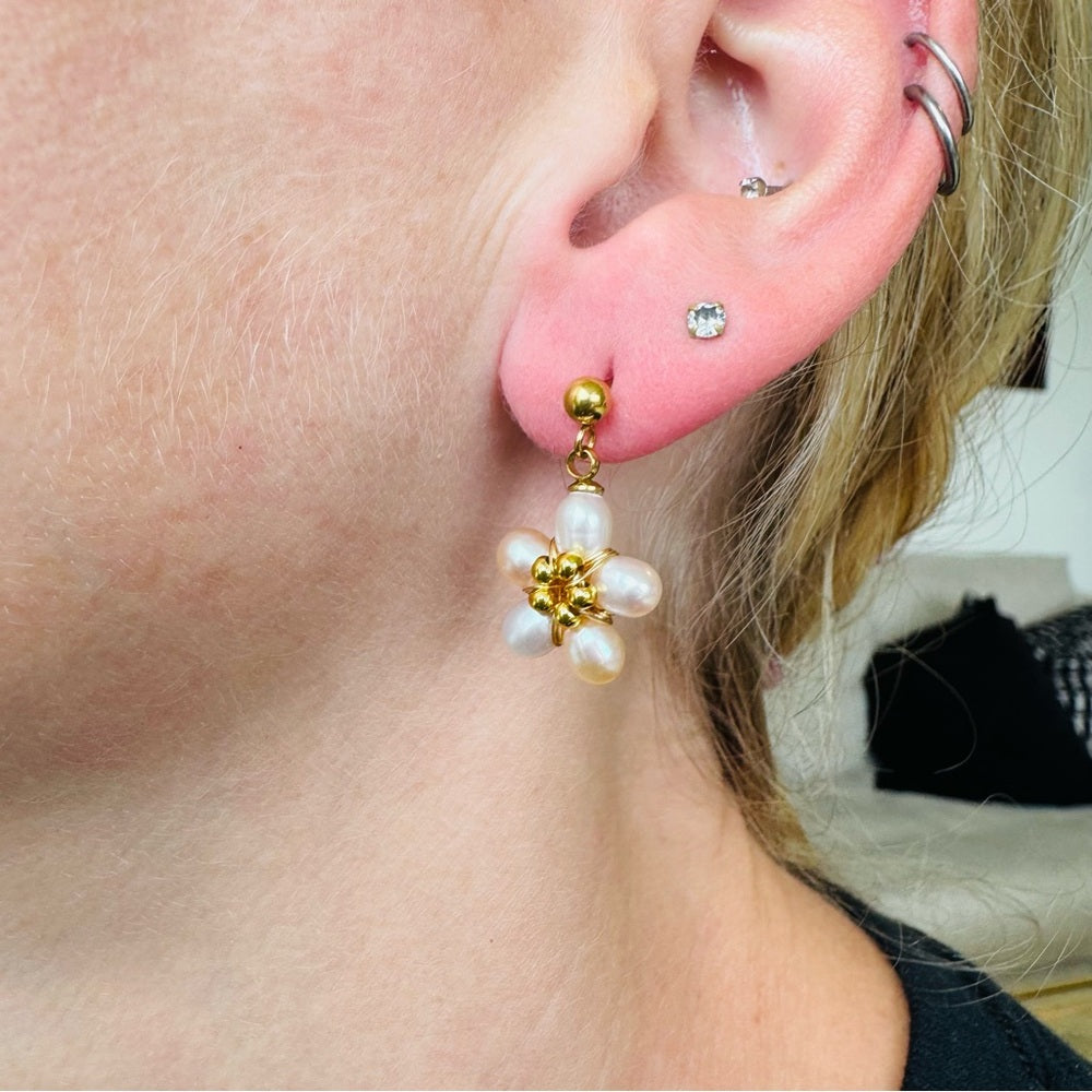 Freshwater Pearl Flower Dangles