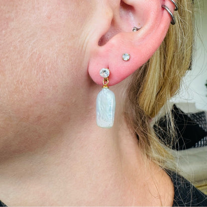 Freshwater Baroque Pearl Dangle Studs
