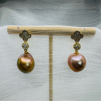Edison Pearl Pavé Clover Dangles