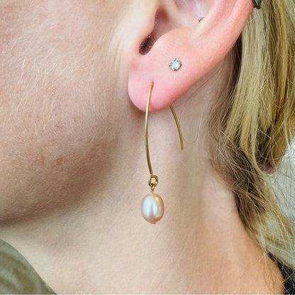 Pink Freshwater Pearl Hooks
