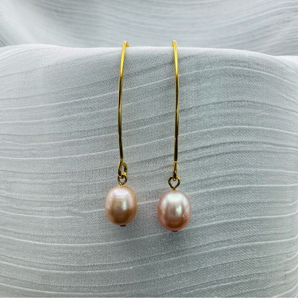 Pink Freshwater Pearl Hooks