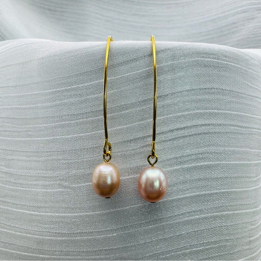 Pink Freshwater Pearl Hooks