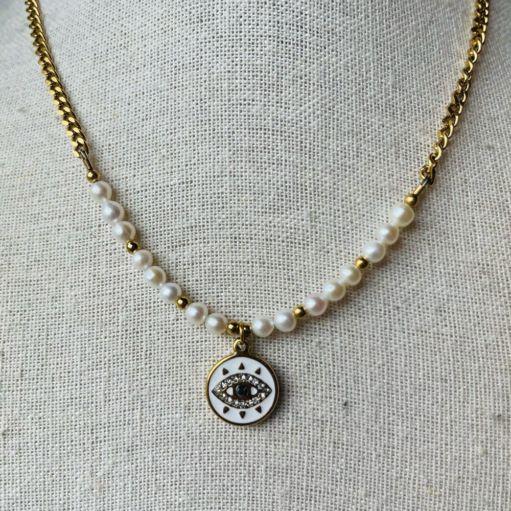 Natural Freshwater Pearl Necklace w Pendant