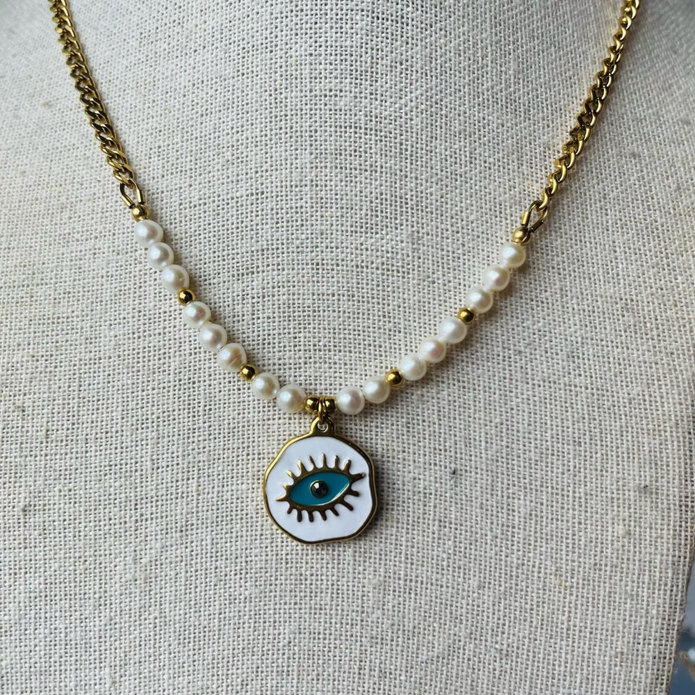 Natural Freshwater Pearl Necklace w Pendant