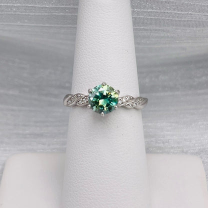 1.0 CT Alexandrite Moissanite Diamond Ring