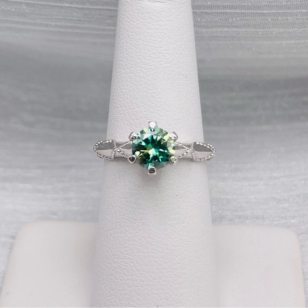 1.0 CT Alexandrite-Color Moissanite Ring