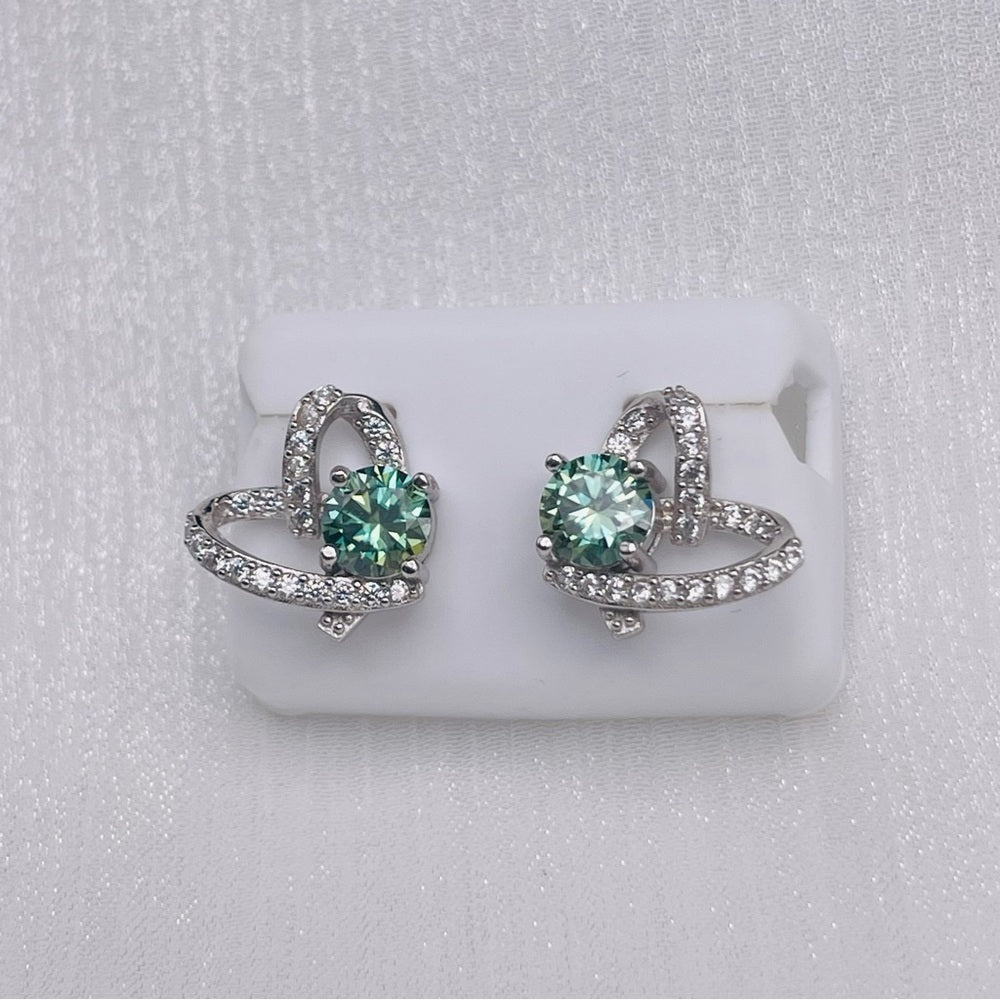 1.0 CT*2 Alexandrite Moissanite Diamond Heart Earrings