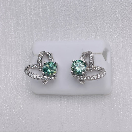 1.0 CT*2 Alexandrite Moissanite Diamond Heart Earrings