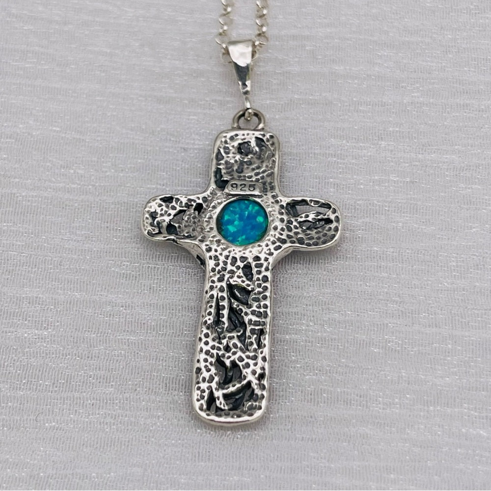 Australian Opal S925 Handmade Cross Necklace