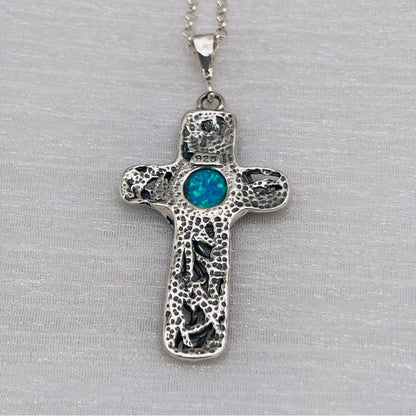 Australian Opal S925 Handmade Cross Necklace