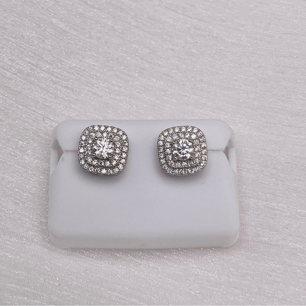 1.0 CT*2 Moissanite Diamond Double Pave Halo Earrings