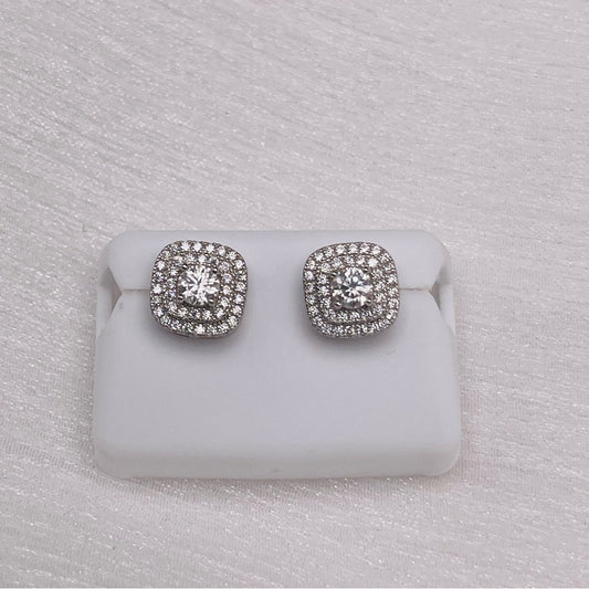 1.0 CT*2 Moissanite Diamond Double Pave Halo Earrings